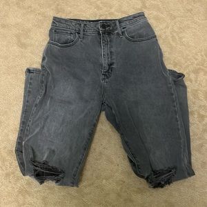 grey-washed hollister ripped jeans